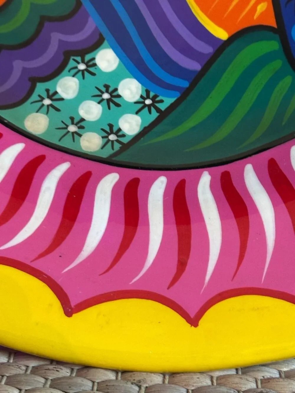 Large Colorful Fish Platter 16” Tropical Wall Decor Plate Coastal Mexican Style